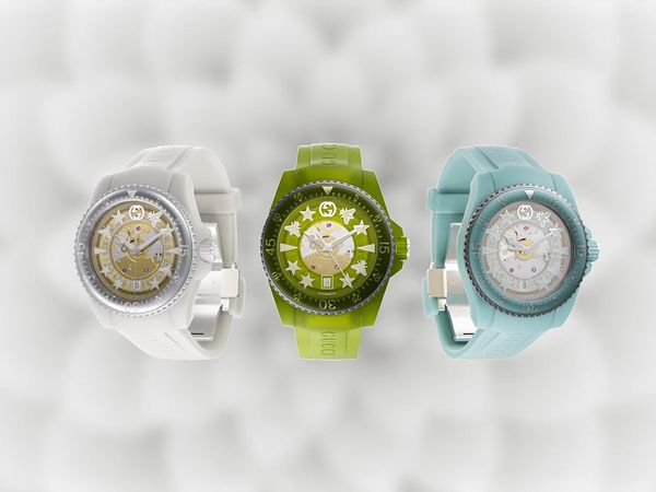 Gucci Dive系列新錶以生物基材質與再生鋼打造，單只54,000元。（圖／Gucci提供，以下同） 